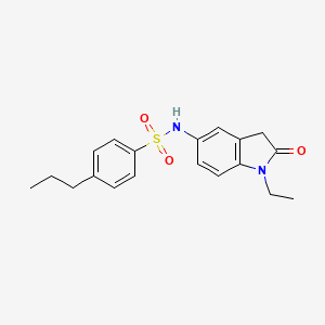 molecular formula C19H22N2O3S B2905053 N-(1-ethyl-2-oxo-2,3-dihydro-1H-indol-5-yl)-4-propylbenzene-1-sulfonamide CAS No. 921535-77-5