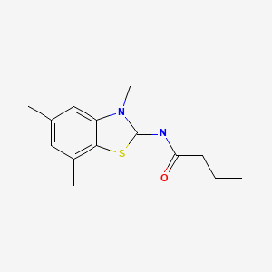 molecular formula C14H18N2OS B2905135 N-[(2Z)-3,5,7-trimethyl-2,3-dihydro-1,3-benzothiazol-2-ylidene]butanamide CAS No. 868370-58-5