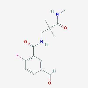 molecular formula C14H17FN2O3 B2905153 N-[2,2-Dimethyl-3-(methylamino)-3-oxopropyl]-2-fluoro-5-formylbenzamide CAS No. 2361804-04-6