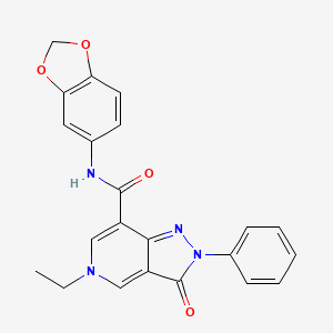 molecular formula C22H18N4O4 B2905161 N-(2H-1,3-benzodioxol-5-yl)-5-ethyl-3-oxo-2-phenyl-2H,3H,5H-pyrazolo[4,3-c]pyridine-7-carboxamide CAS No. 921833-50-3