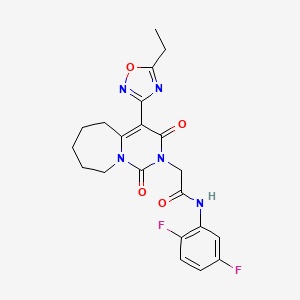 molecular formula C21H21F2N5O4 B2905217 N-(2,5-difluorophenyl)-2-[4-(5-ethyl-1,2,4-oxadiazol-3-yl)-1,3-dioxo-1H,2H,3H,5H,6H,7H,8H,9H-pyrimido[1,6-a]azepin-2-yl]acetamide CAS No. 1775510-60-5