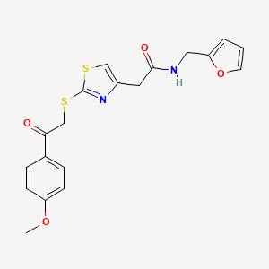 molecular formula C19H18N2O4S2 B2905243 N-(furan-2-ylmethyl)-2-(2-((2-(4-methoxyphenyl)-2-oxoethyl)thio)thiazol-4-yl)acetamide CAS No. 1021130-50-6