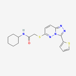 molecular formula C17H19N5OS2 B2905265 N-cyclohexyl-2-((3-(thiophen-2-yl)-[1,2,4]triazolo[4,3-b]pyridazin-6-yl)thio)acetamide CAS No. 868966-75-0