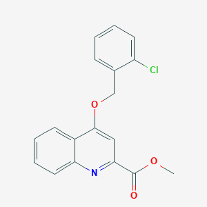 molecular formula C18H14ClNO3 B2905271 methyl 4-[(2-chlorophenyl)methoxy]quinoline-2-carboxylate CAS No. 1207038-91-2