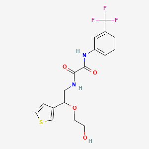 molecular formula C17H17F3N2O4S B2905274 N-[2-(2-hydroxyethoxy)-2-(thiophen-3-yl)ethyl]-N'-[3-(trifluoromethyl)phenyl]ethanediamide CAS No. 2034305-24-1