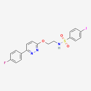 molecular formula C18H15FIN3O3S B2905282 N-(2-((6-(4-fluorophenyl)pyridazin-3-yl)oxy)ethyl)-4-iodobenzenesulfonamide CAS No. 920402-62-6