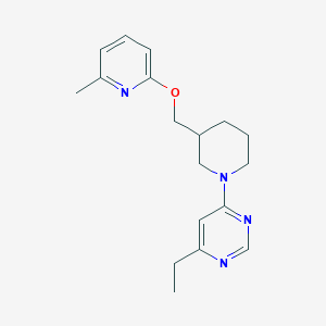 molecular formula C18H24N4O B2905293 4-Ethyl-6-(3-{[(6-methylpyridin-2-yl)oxy]methyl}piperidin-1-yl)pyrimidine CAS No. 2415533-72-9
