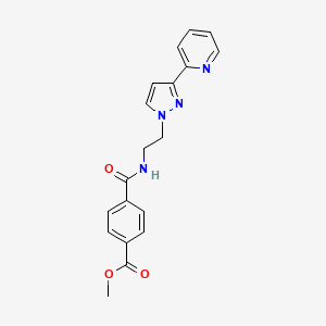 molecular formula C19H18N4O3 B2905305 methyl 4-((2-(3-(pyridin-2-yl)-1H-pyrazol-1-yl)ethyl)carbamoyl)benzoate CAS No. 1448060-10-3