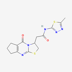 molecular formula C14H15N5O2S2 B2905308 N-(5-methyl-1,3,4-thiadiazol-2-yl)-2-{2-oxo-10-thia-1,8-diazatricyclo[7.3.0.0^{3,7}]dodeca-3(7),8-dien-12-yl}acetamide CAS No. 1105201-33-9