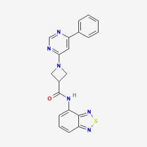 molecular formula C20H16N6OS B2905320 N-(2,1,3-benzothiadiazol-4-yl)-1-(6-phenylpyrimidin-4-yl)azetidine-3-carboxamide CAS No. 2034619-47-9