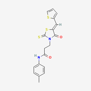 (Z)-3-(4-oxo-5-(thiophen-2-ylmethylene)-2-thioxothiazolidin-3-yl)-N-(p-tolyl)propanamide