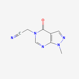 molecular formula C8H7N5O B2905414 2-{1-methyl-4-oxo-1H,4H,5H-pyrazolo[3,4-d]pyrimidin-5-yl}acetonitrile CAS No. 1341558-50-6