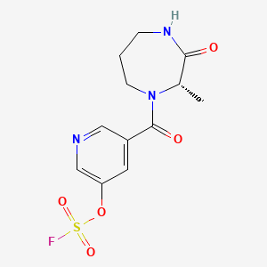 molecular formula C12H14FN3O5S B2905450 (2S)-1-(5-Fluorosulfonyloxypyridine-3-carbonyl)-2-methyl-3-oxo-1,4-diazepane CAS No. 2418595-45-4