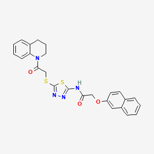 molecular formula C25H22N4O3S2 B2905490 2-(naphthalen-2-yloxy)-N-(5-{[2-oxo-2-(1,2,3,4-tetrahydroquinolin-1-yl)ethyl]sulfanyl}-1,3,4-thiadiazol-2-yl)acetamide CAS No. 477211-98-6