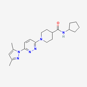 molecular formula C20H28N6O B2905503 N-cyclopentyl-1-(6-(3,5-dimethyl-1H-pyrazol-1-yl)pyridazin-3-yl)piperidine-4-carboxamide CAS No. 1351589-47-3