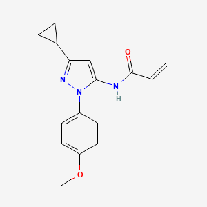 molecular formula C16H17N3O2 B2905510 N-[5-Cyclopropyl-2-(4-methoxyphenyl)pyrazol-3-yl]prop-2-enamide CAS No. 2305319-01-9