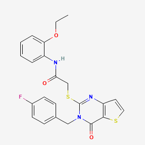 molecular formula C23H20FN3O3S2 B2905511 N-(2-ethoxyphenyl)-2-({3-[(4-fluorophenyl)methyl]-4-oxo-3H,4H-thieno[3,2-d]pyrimidin-2-yl}sulfanyl)acetamide CAS No. 1252816-25-3