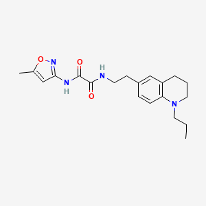 molecular formula C20H26N4O3 B2905521 N1-(5-methylisoxazol-3-yl)-N2-(2-(1-propyl-1,2,3,4-tetrahydroquinolin-6-yl)ethyl)oxalamide CAS No. 955528-97-9
