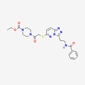 molecular formula C23H27N7O4S B2905524 Ethyl 4-(2-((3-(2-benzamidoethyl)-[1,2,4]triazolo[4,3-b]pyridazin-6-yl)thio)acetyl)piperazine-1-carboxylate CAS No. 872988-29-9