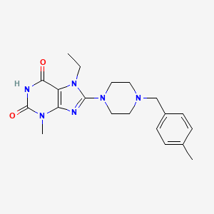 molecular formula C20H26N6O2 B2905529 7-ethyl-3-methyl-8-(4-(4-methylbenzyl)piperazin-1-yl)-1H-purine-2,6(3H,7H)-dione CAS No. 878429-51-7