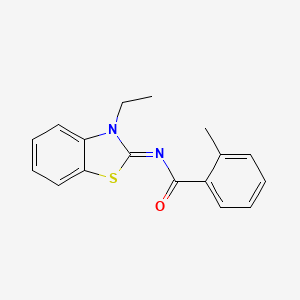 molecular formula C17H16N2OS B2905539 N-[(2E)-3-ethyl-2,3-dihydro-1,3-benzothiazol-2-ylidene]-2-methylbenzamide CAS No. 865544-76-9