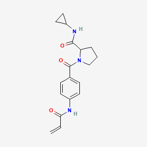 molecular formula C18H21N3O3 B2905554 N-cyclopropyl-1-[4-(prop-2-enamido)benzoyl]pyrrolidine-2-carboxamide CAS No. 2361677-01-0