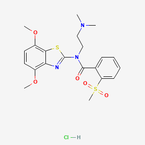 molecular formula C21H26ClN3O5S2 B2905630 N-(4,7-DIMETHOXY-1,3-BENZOTHIAZOL-2-YL)-N-[2-(DIMETHYLAMINO)ETHYL]-2-METHANESULFONYLBENZAMIDE HYDROCHLORIDE CAS No. 1217119-74-8