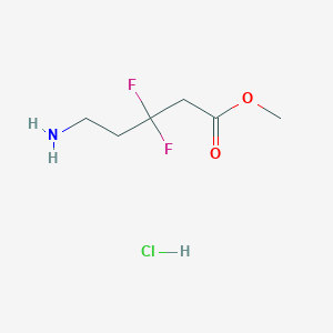 molecular formula C6H12ClF2NO2 B2905645 methyl 5-amino-3,3-difluoropentanoate hydrochloride CAS No. 2377035-84-0