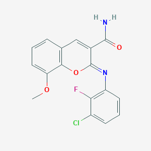 (2Z)-2-[(3-chloro-2-fluorophenyl)imino]-8-methoxy-2H-chromene-3-carboxamide