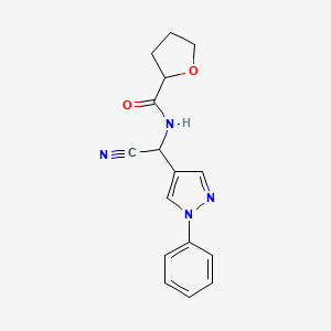 molecular formula C16H16N4O2 B2905667 N-[cyano(1-phenyl-1H-pyrazol-4-yl)methyl]oxolane-2-carboxamide CAS No. 1355917-29-1