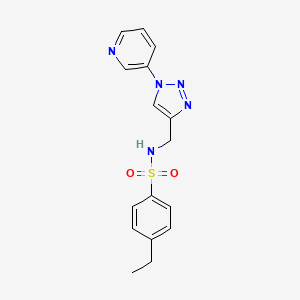 molecular formula C16H17N5O2S B2905672 4-ethyl-N-((1-(pyridin-3-yl)-1H-1,2,3-triazol-4-yl)methyl)benzenesulfonamide CAS No. 2034270-81-8