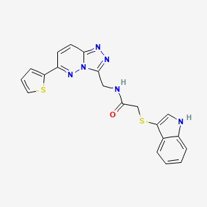 molecular formula C20H16N6OS2 B2905673 2-((1H-indol-3-yl)thio)-N-((6-(thiophen-2-yl)-[1,2,4]triazolo[4,3-b]pyridazin-3-yl)methyl)acetamide CAS No. 1903764-89-5