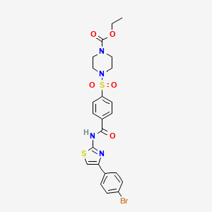 molecular formula C23H23BrN4O5S2 B2905675 Ethyl 4-((4-((4-(4-bromophenyl)thiazol-2-yl)carbamoyl)phenyl)sulfonyl)piperazine-1-carboxylate CAS No. 361174-57-4