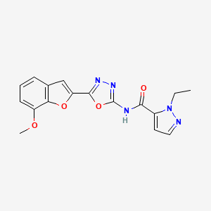 1-ethyl-N-(5-(7-methoxybenzofuran-2-yl)-1,3,4-oxadiazol-2-yl)-1H-pyrazole-5-carboxamide