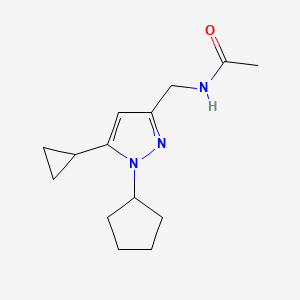 molecular formula C14H21N3O B2905699 N-((1-cyclopentyl-5-cyclopropyl-1H-pyrazol-3-yl)methyl)acetamide CAS No. 1448028-72-5