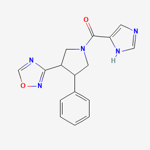 molecular formula C16H15N5O2 B2905723 (3-(1,2,4-oxadiazol-3-yl)-4-phenylpyrrolidin-1-yl)(1H-imidazol-5-yl)methanone CAS No. 2034374-74-6