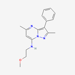 molecular formula C17H20N4O B2905726 N-(2-methoxyethyl)-2,5-dimethyl-3-phenylpyrazolo[1,5-a]pyrimidin-7-amine CAS No. 850186-51-5