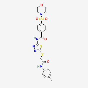 molecular formula C22H23N5O5S3 B2905729 N-[5-[2-(4-methylanilino)-2-oxoethyl]sulfanyl-1,3,4-thiadiazol-2-yl]-4-morpholin-4-ylsulfonylbenzamide CAS No. 392291-83-7