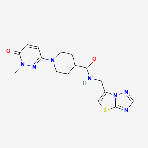 molecular formula C16H19N7O2S B2905745 1-(1-methyl-6-oxo-1,6-dihydropyridazin-3-yl)-N-(thiazolo[3,2-b][1,2,4]triazol-6-ylmethyl)piperidine-4-carboxamide CAS No. 1421485-16-6