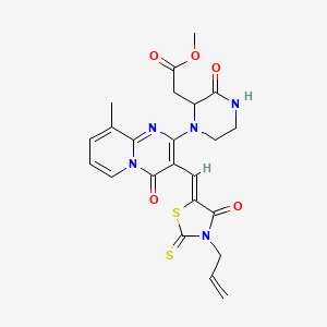 B2905753 (Z)-methyl 2-(1-(3-((3-allyl-4-oxo-2-thioxothiazolidin-5-ylidene)methyl)-9-methyl-4-oxo-4H-pyrido[1,2-a]pyrimidin-2-yl)-3-oxopiperazin-2-yl)acetate CAS No. 1031208-86-2