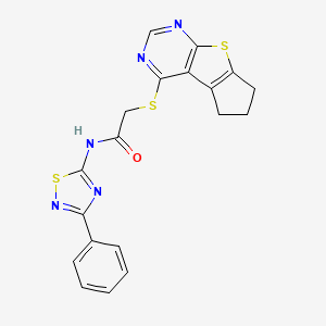 2-((6,7-dihydro-5H-cyclopenta[4,5]thieno[2,3-d]pyrimidin-4-yl)thio)-N-(3-phenyl-1,2,4-thiadiazol-5-yl)acetamide
