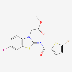 Methyl 2-[2-(5-bromothiophene-2-carbonyl)imino-6-fluoro-1,3-benzothiazol-3-yl]acetate