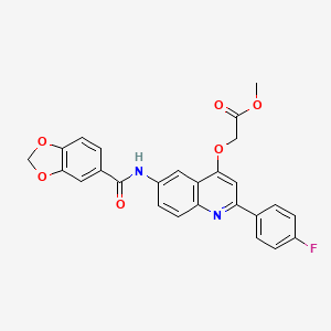 molecular formula C26H19FN2O6 B2905789 methyl 2-{[6-(2H-1,3-benzodioxole-5-amido)-2-(4-fluorophenyl)quinolin-4-yl]oxy}acetate CAS No. 1207057-03-1