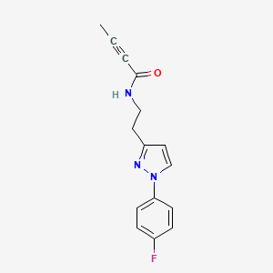 molecular formula C15H14FN3O B2905790 N-[2-[1-(4-Fluorophenyl)pyrazol-3-yl]ethyl]but-2-ynamide CAS No. 2411219-23-1