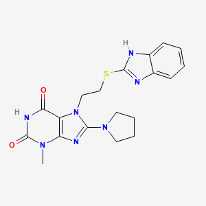 7-(2-((1H-benzo[d]imidazol-2-yl)thio)ethyl)-3-methyl-8-(pyrrolidin-1-yl)-1H-purine-2,6(3H,7H)-dione