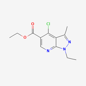 molecular formula C12H14ClN3O2 B2905832 ethyl 4-chloro-1-ethyl-3-methyl-1H-pyrazolo[3,4-b]pyridine-5-carboxylate CAS No. 37801-47-1