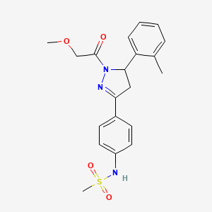 molecular formula C20H23N3O4S B2905835 N-{4-[1-(2-methoxyacetyl)-5-(2-methylphenyl)-4,5-dihydro-1H-pyrazol-3-yl]phenyl}methanesulfonamide CAS No. 851718-19-9