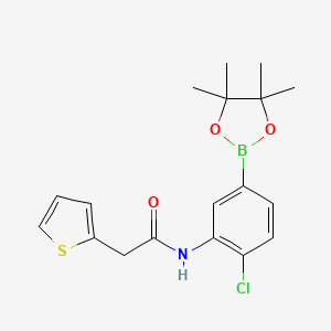 molecular formula C18H21BClNO3S B2905840 N-(2-chloro-5-(4,4,5,5-tetramethyl-1,3,2-dioxaborolan-2-yl)phenyl)-2-(thiophen-2-yl)acetamide CAS No. 2246755-99-5