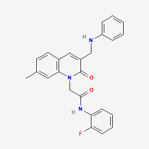 2-[3-(anilinomethyl)-7-methyl-2-oxoquinolin-1(2H)-yl]-N-(2-fluorophenyl)acetamide