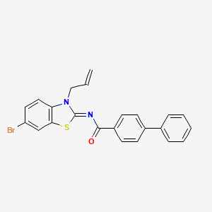 molecular formula C23H17BrN2OS B2905887 N-[(2Z)-6-bromo-3-(prop-2-en-1-yl)-2,3-dihydro-1,3-benzothiazol-2-ylidene]-[1,1'-biphenyl]-4-carboxamide CAS No. 865175-06-0